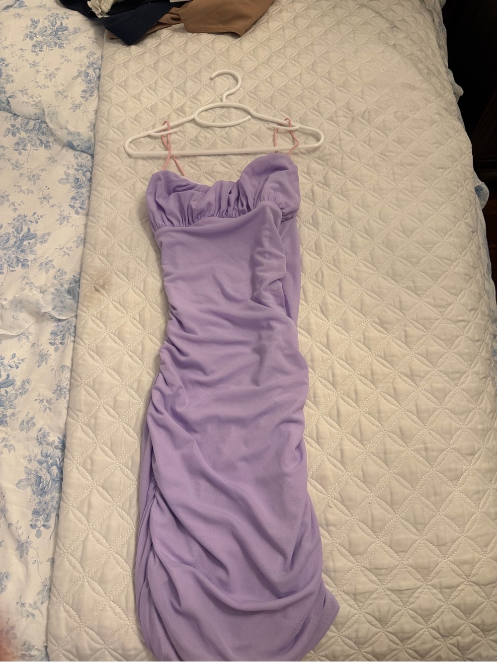 Princess Polly Lavender Ruched Slip Dress with Pink Straps